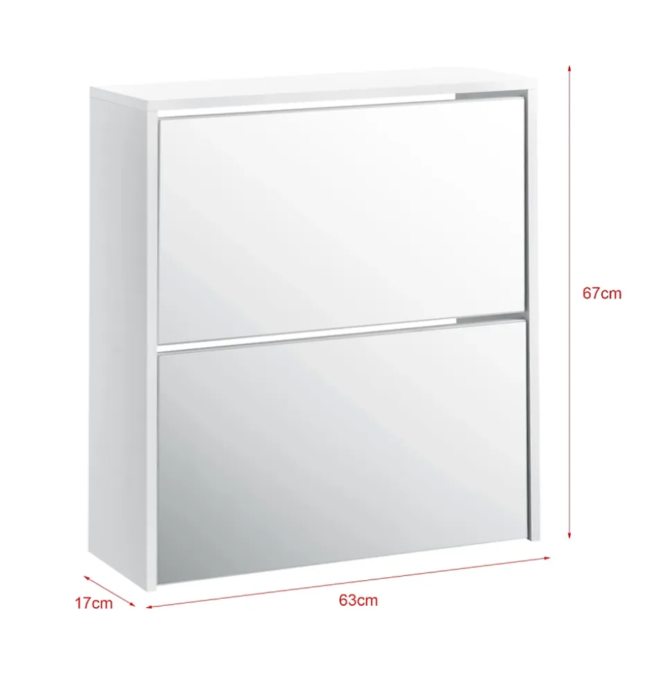 Etagère à Chaussures Vogar Miroir 67 x 63 x 17 cm Blanc en.casa
