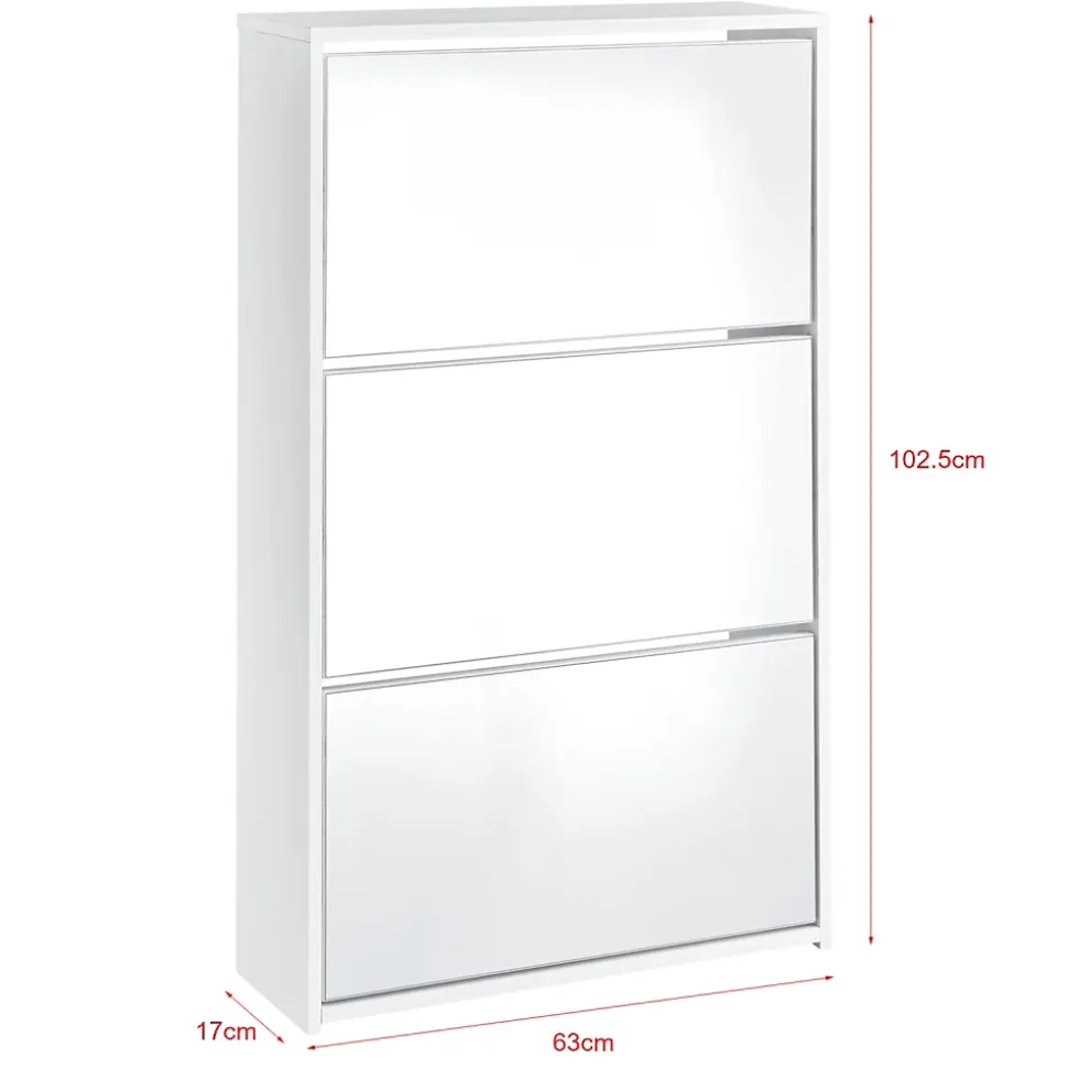 Etagère à Chaussures Vogar Miroir 103 x 63 x 17 cm Blanc en.casa