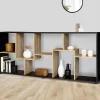 Etagère à double position TANIA bois noir et imitation hêtre L.161 cm