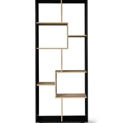 Etagère à double position TANIA bois noir et imitation hêtre L.161 cm