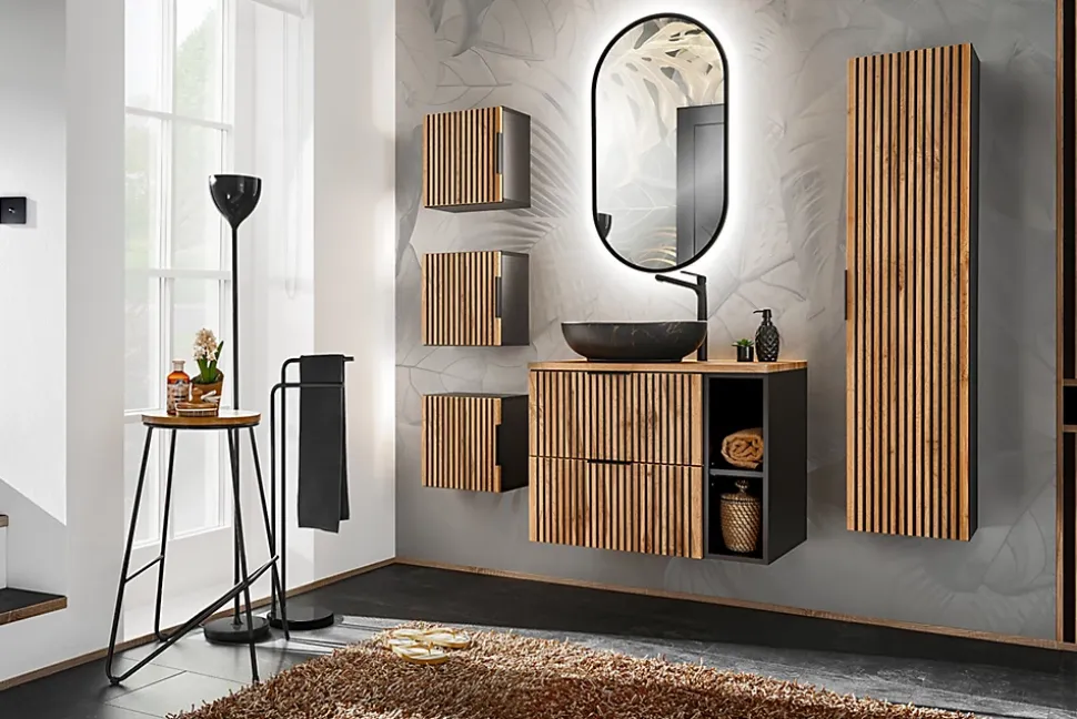 Etagère - extension de salle de bain suspendue XILO NOIR 20 cm