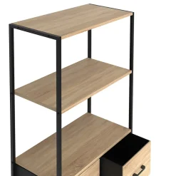 Etagère 3 niveaux avec 4 tiroirs en tissu UTAH 120 cm meuble de rangement design industriel