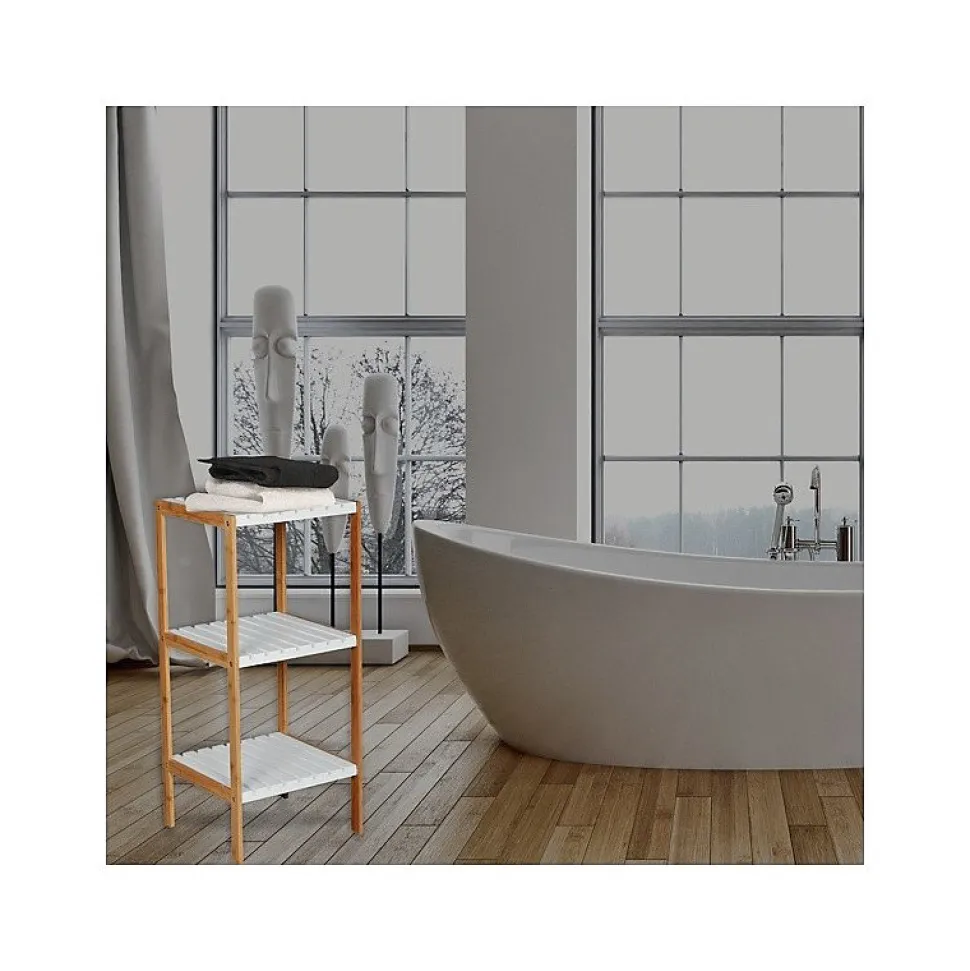 Etagère 3 Niveaux Bambou MDF Bambou Blanc MSV