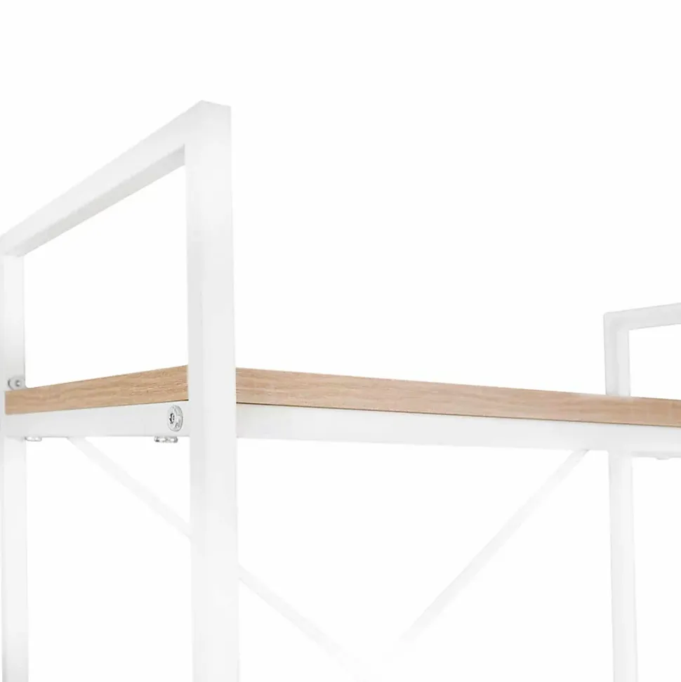 Etagère 5 niveaux DETROIT design industriel bois et métal blanc 170 cm