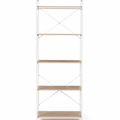 Etagère 5 niveaux DETROIT design industriel bois et métal blanc 170 cm