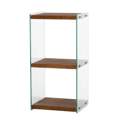 Etagère 3 niveaux en verre et bois foncé AQUA