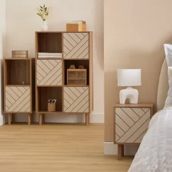 Etagère 1 porte Mix'N'Match bois et motif rayé - Marron- 5five