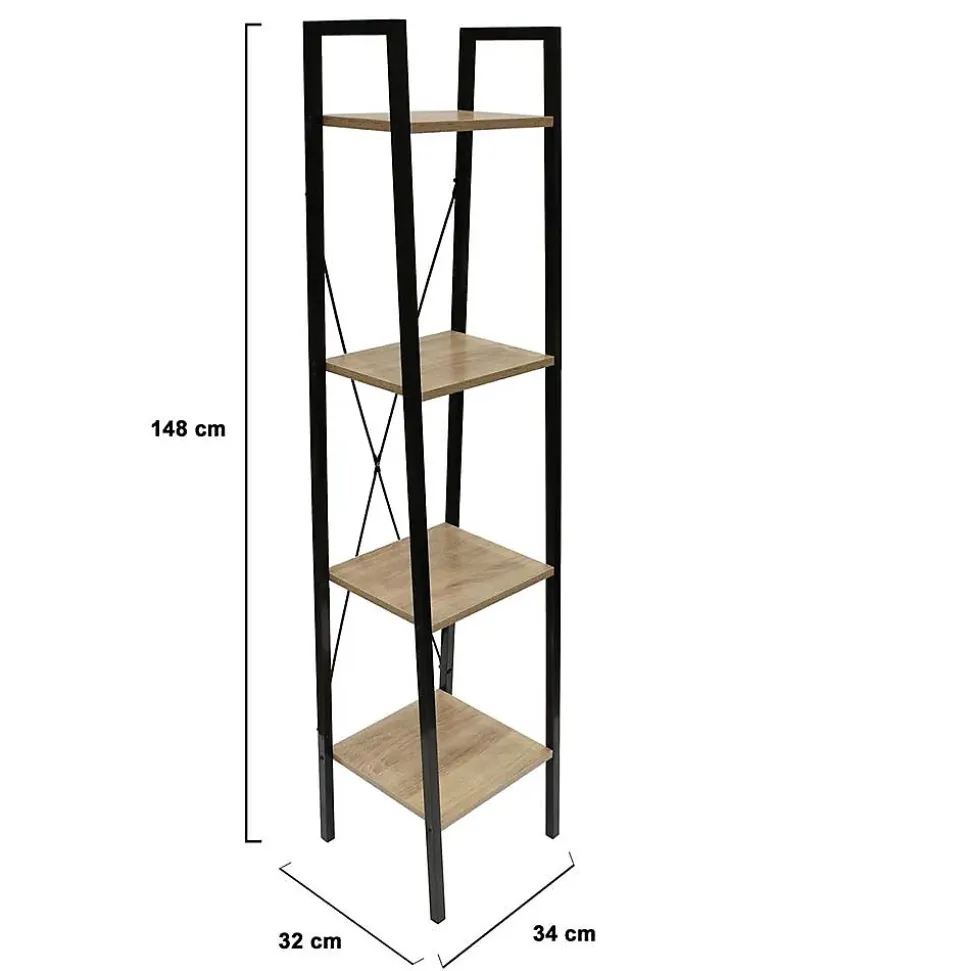 Etagère 4 tablettes en bois et métal Savannah 34 cm