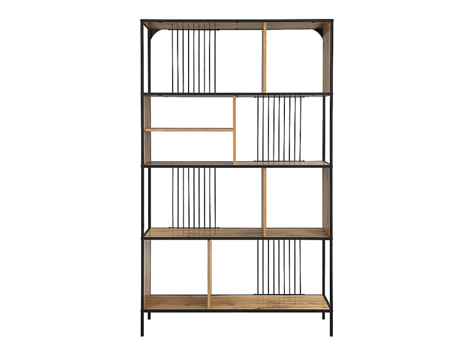 Etagère avec 9 niches en MDF et acier - Naturel et Noir - LEMAVIA