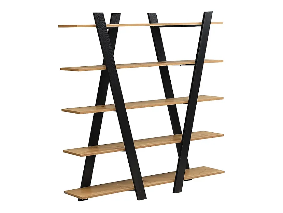 Etagère avec 5 tablettes - Naturel et Noir - TUZLA