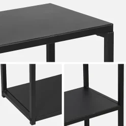 Etagère basse 3 niveaux en métal noir - Industrielle - 120x30x80cm