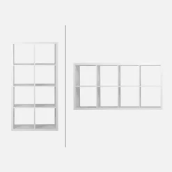 Etagère bibliothèque 4 niveaux 8 compartiments. casiers. effet bois blanc. L 76 x P 39 x H 146cm