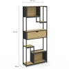 Etagère bibliothèque 6 niveaux asymétrique DETROIT avec tiroir design industriel 161 cm