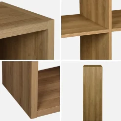 Etagère bibliothèque 2 niveaux 6 compartiments. casiers. effet bois de manguier. L 111.2 x P 39 x H 76cm