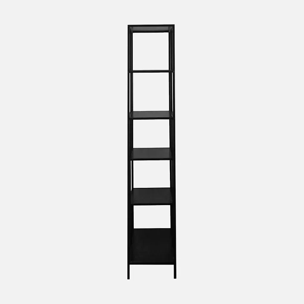 Etagère bibliothèque asymétrique 6 étages en métal noir INDUSTRIELLE L 77 x P 33 x H 185cm