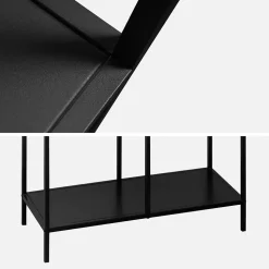 Etagère bibliothèque asymétrique 6 étages en métal noir INDUSTRIELLE L 77 x P 33 x H 185cm
