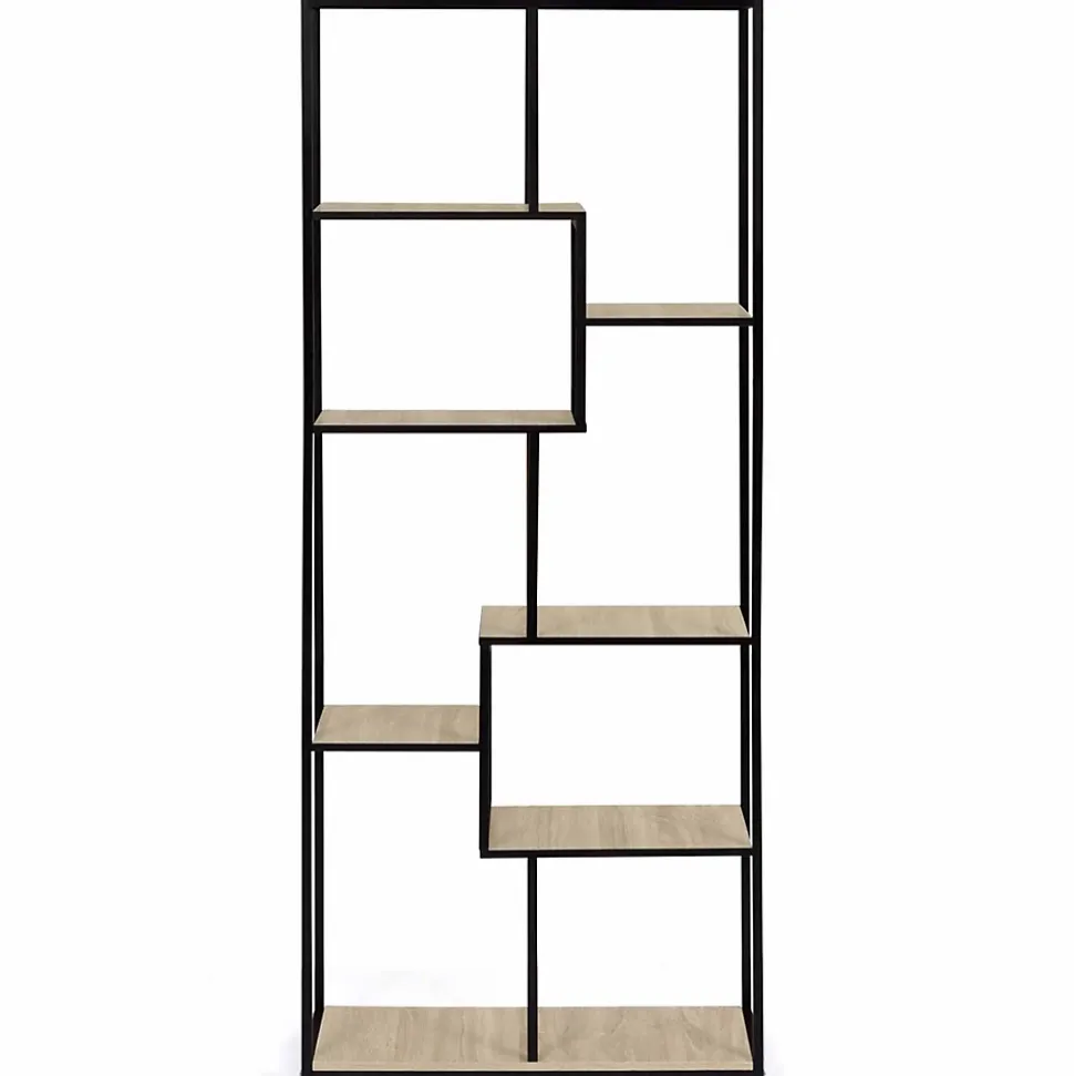 Etagère bibliothèque asymétrique 8 niveaux DETROIT design industriel 161 cm