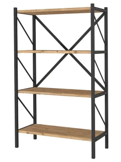 Etagère, bibliothèque avec 4 étagères coloris chêne cambrian, noir - longueur 66 x profondeur 34 x hauteur 121 cm