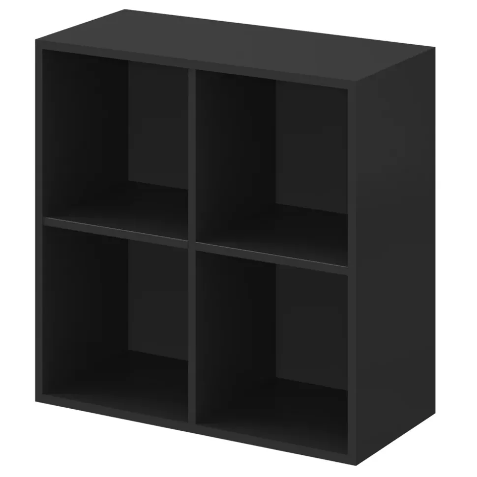 Etagère bibliothèque carrée noir GoodHome Atomia H. 75 x L. 75 x P. 35 cm