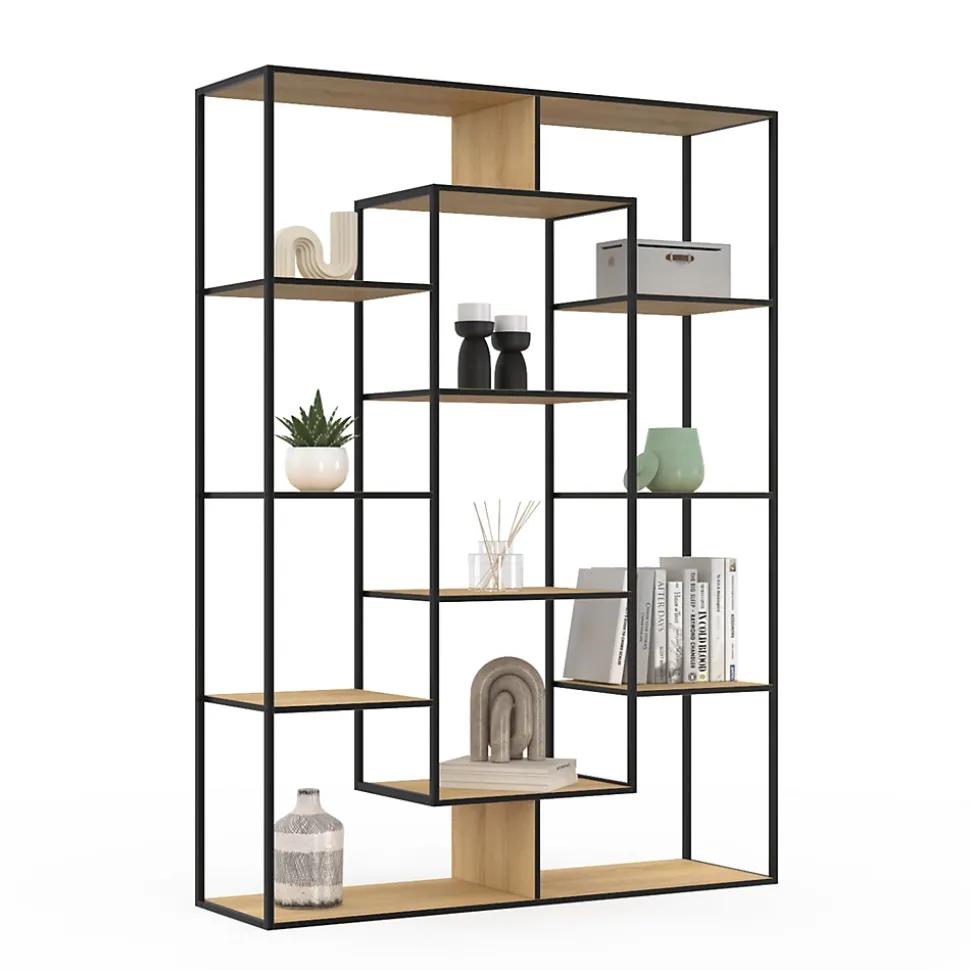 Etagère bibliothèque DETROIT avec 11 compartiments design industriel 143 cm