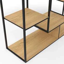 Etagère bibliothèque DETROIT avec 11 compartiments design industriel 143 cm