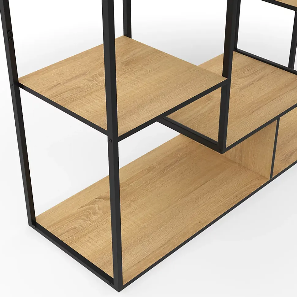 Etagère bibliothèque DETROIT avec 11 compartiments design industriel 143 cm