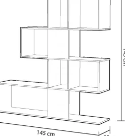 Etagère bibliothèque en panneau de particules mélaminé coloris blanc artik/gris béton - H. 145 x L. 145 cm x P. 28 cm