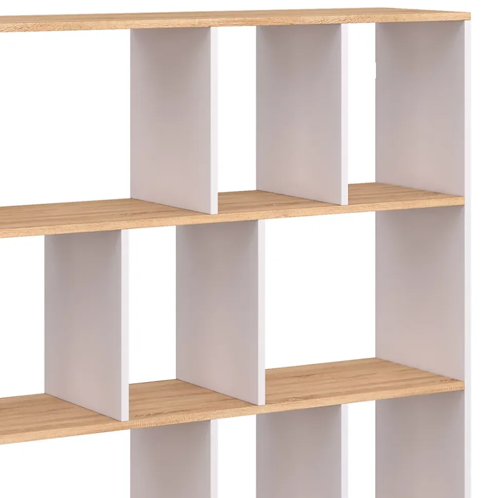Etagère bibliothèque JENA 4 niveaux blanc et effet bois 143 cm