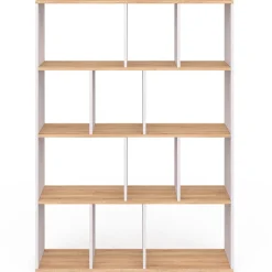 Etagère bibliothèque JENA 4 niveaux blanc et effet bois 143 cm