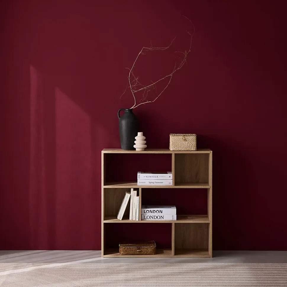 Etagère bibliothèque naturelle Pieter 3 étagères 6 compartiments de rangement