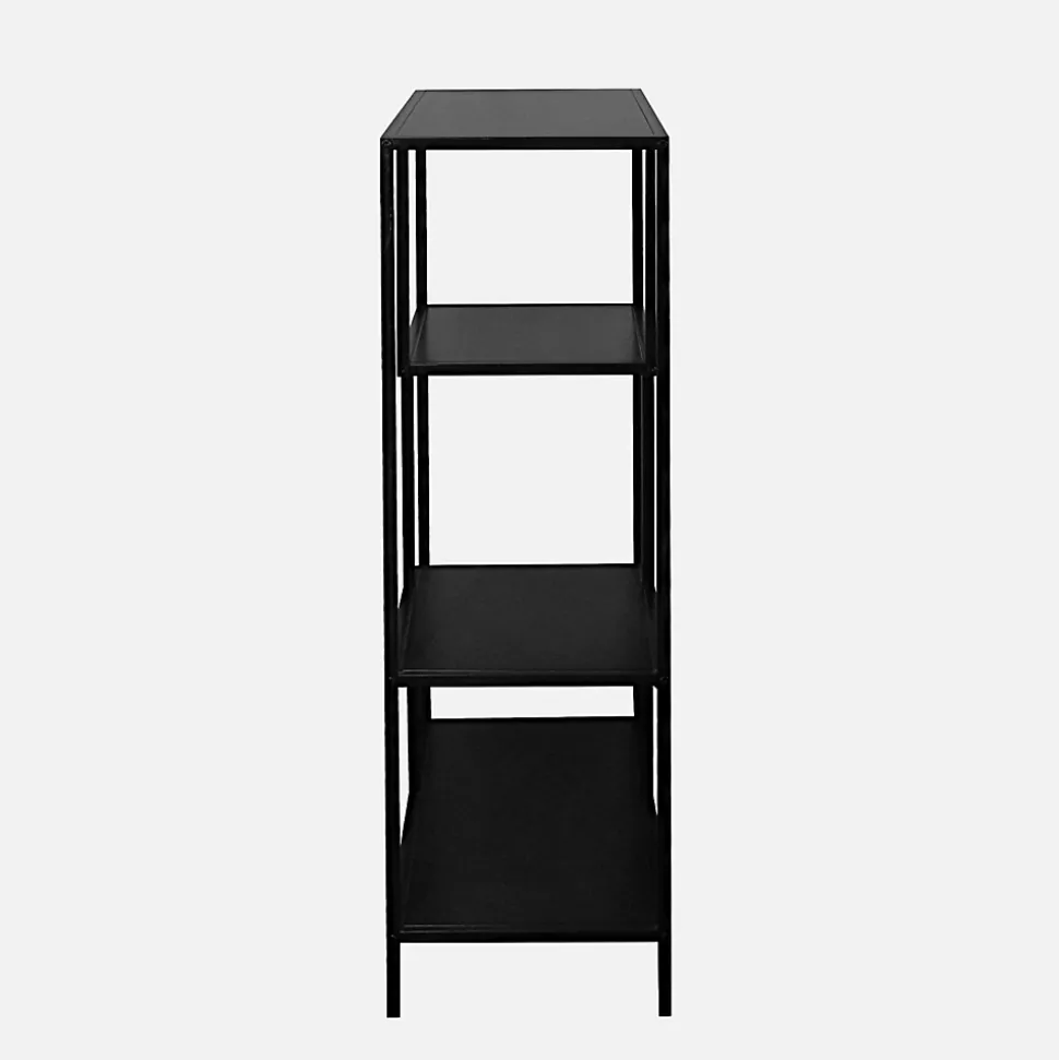 Etagère bibliothèque noir en métal noir asymétrique 4 niveaux INDUSTRIELLE L 69 x P 33 x H 113.5cm