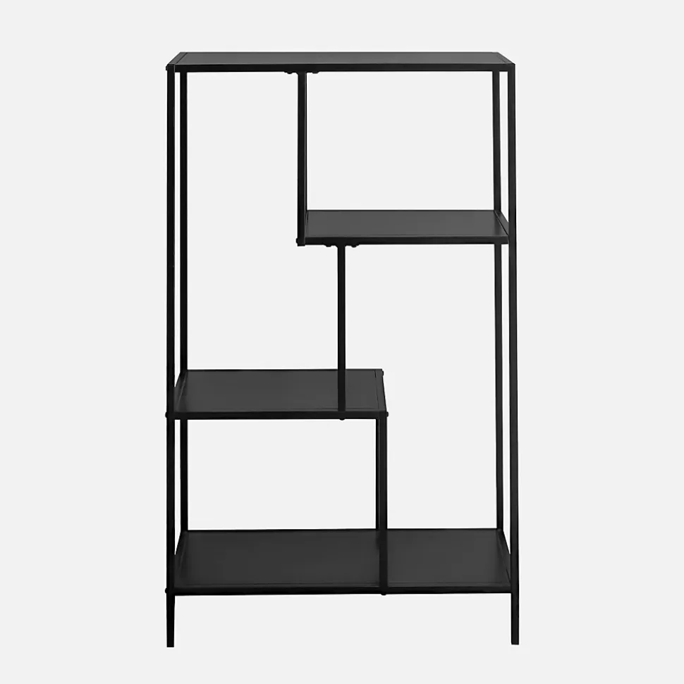 Etagère bibliothèque noir en métal noir asymétrique 4 niveaux INDUSTRIELLE L 69 x P 33 x H 113.5cm