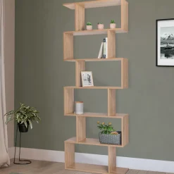 Etagère bibliothèque SOFIA forme S bois façon hêtre 189 cm