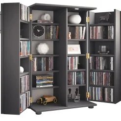 Etagère CD/DVD média Engalo H. 93 x L. 60 x P. 31 cm Anthracite