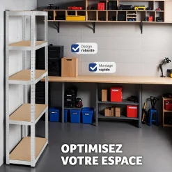 Etagère charge lourde d'angle plateau en acier 180x75x30 cm