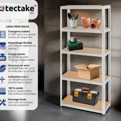 Etagère charge lourde d'angle plateau en acier 180x75x30 cm