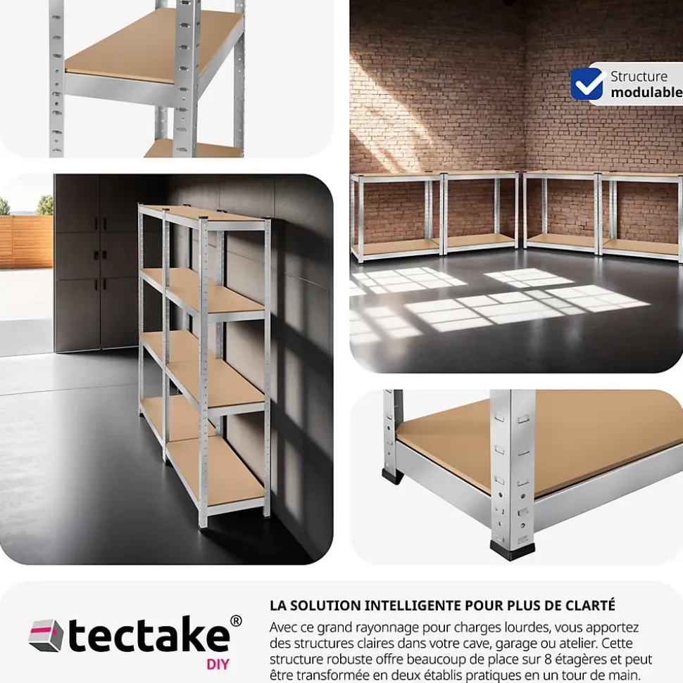 Etagère charge lourde d'angle plateau en acier 160x160x40 cm