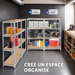 Etagère charge lourde d'angle plateau en acier 160x160x40 cm