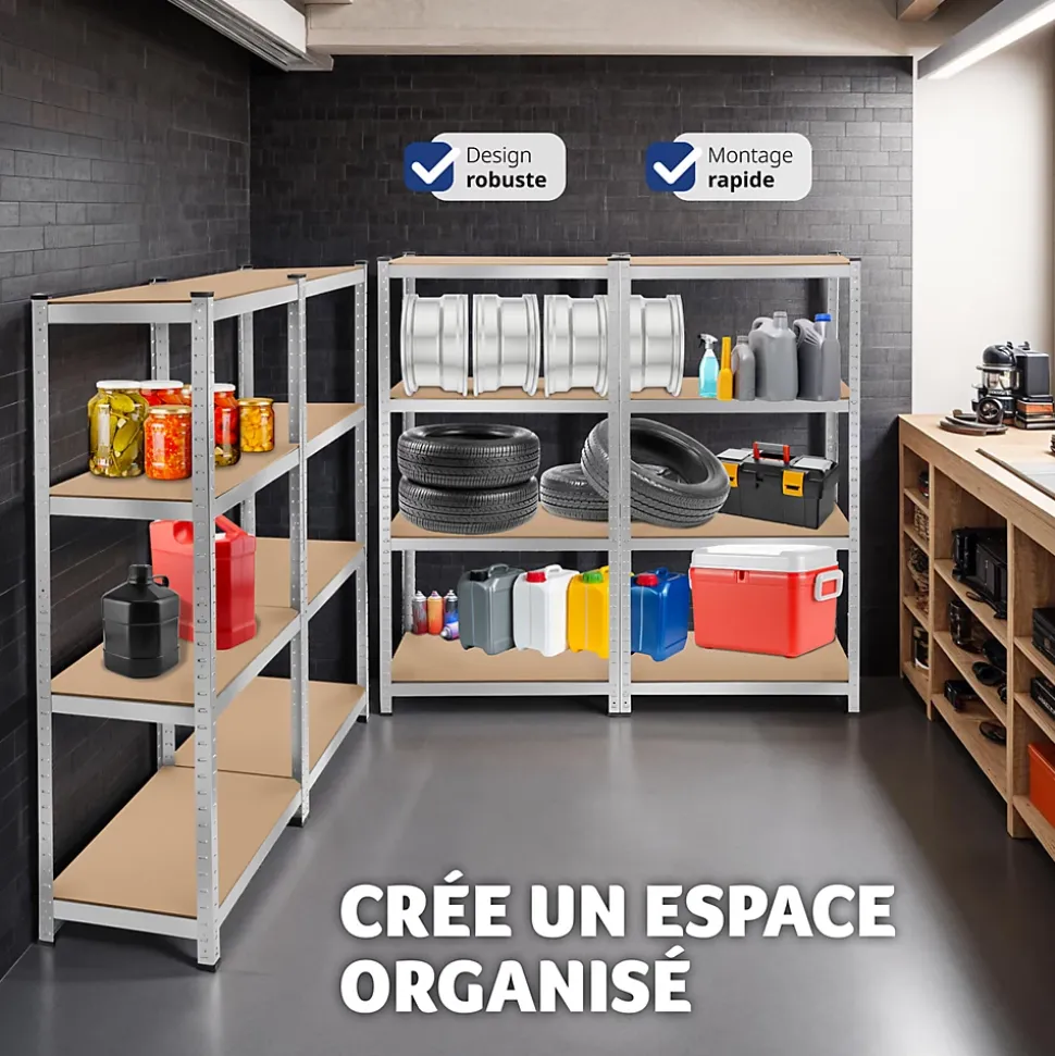 Etagère charge lourde d'angle plateau en acier 160x160x40 cm