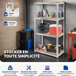Etagère charge lourde d'angle plateau en acier 160x160x40 cm
