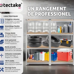 Etagère charge lourde d'angle plateau en acier 160x160x40 cm