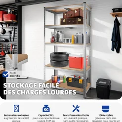 Etagère charge lourde d'angle plateau en acier 180x90x40 cm