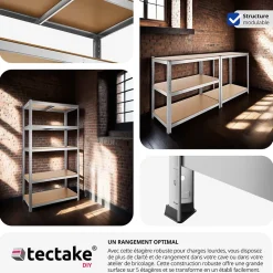 Etagère charge lourde d'angle plateau en acier 180x90x40 cm
