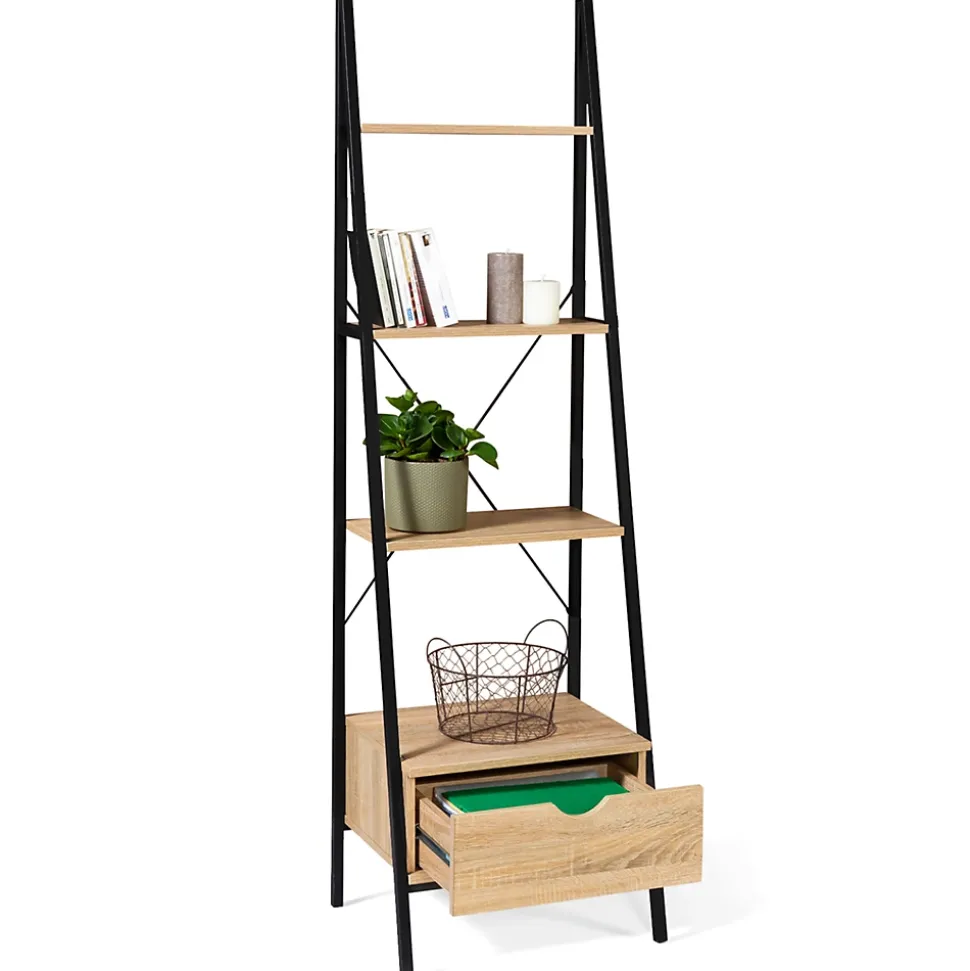 Etagère échelle 4 niveaux avec tiroir DETROIT design industriel
