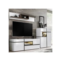 Etagère CRISS design 150 cm blanc et chene foncé