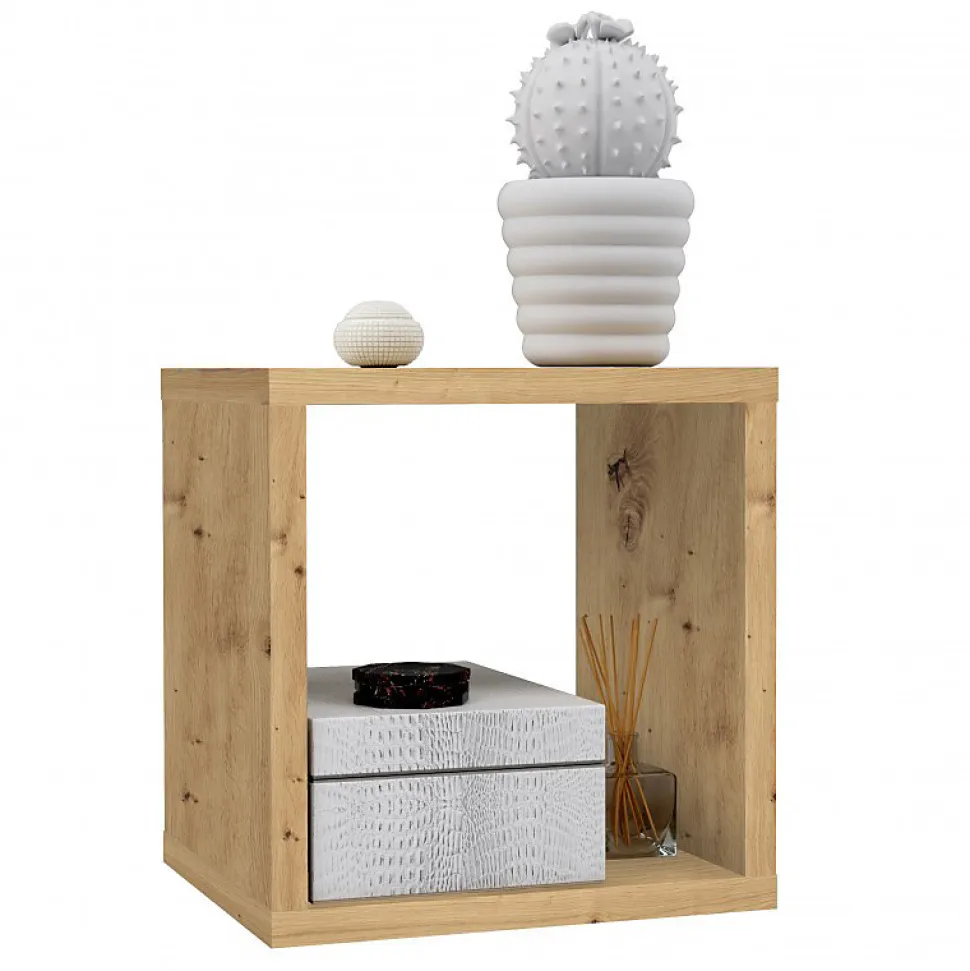 Etagère cube 1 casier décor bois rustique texturé - CLASSICO