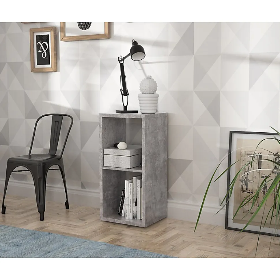 Etagère cube 2 casiers décor béton gris - CLASSICO