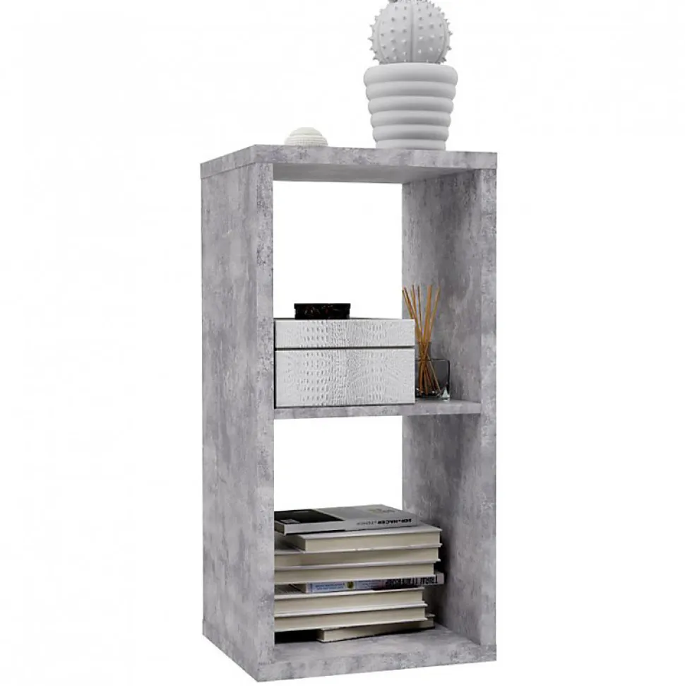 Etagère cube 2 casiers décor béton gris - CLASSICO