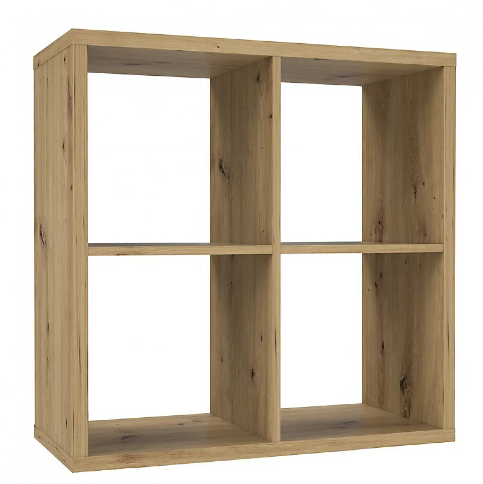 Etagère cube 4 casiers décor bois rustique texturé - CLASSICO