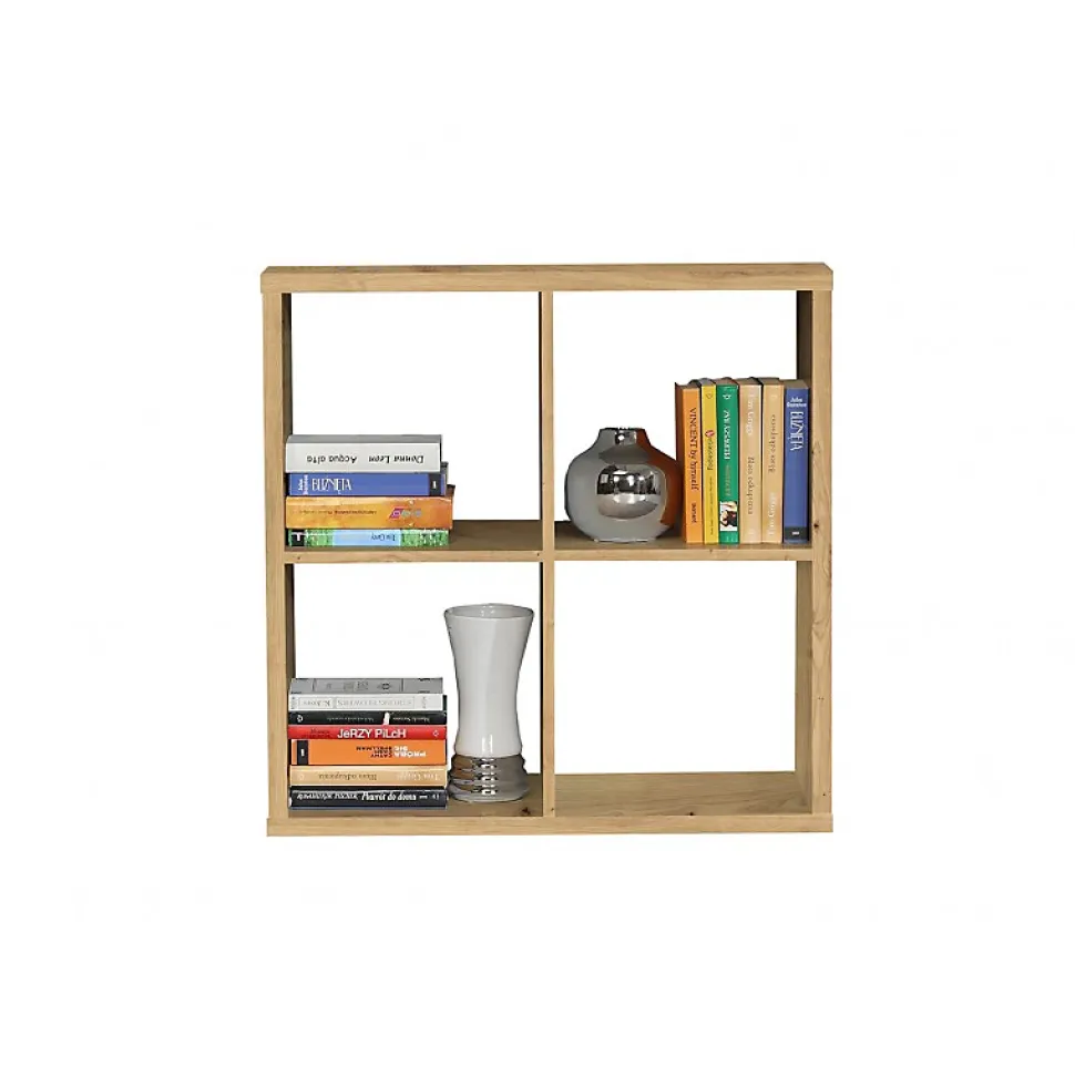 Etagère cube 4 casiers décor bois rustique texturé - CLASSICO